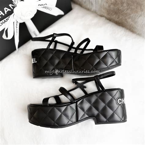 chanel gladiator sandals replica|Chanel quilted platform sandals.